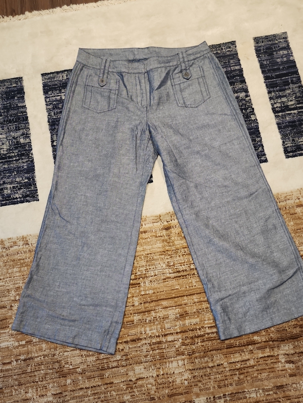 Express Light Blue Wide-Leg Crop Pants